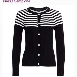 PIAZZA SEMPIONE stretchy stripped knit 🧶 cardigan sz 50 (US M/L)